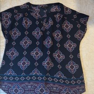 Banana Republic Blue and Red Geometric Blouse